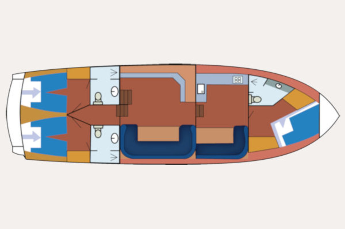 Einteilung von Hausboot Reina von Yachts4U Yachtcharter in Holland