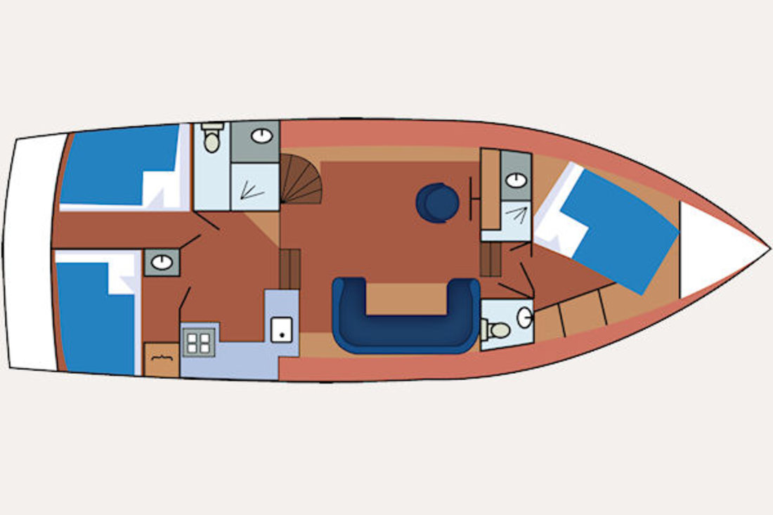 Einteilung von Hausboot Gerda von Yachts4U Yachtcharter in Holland