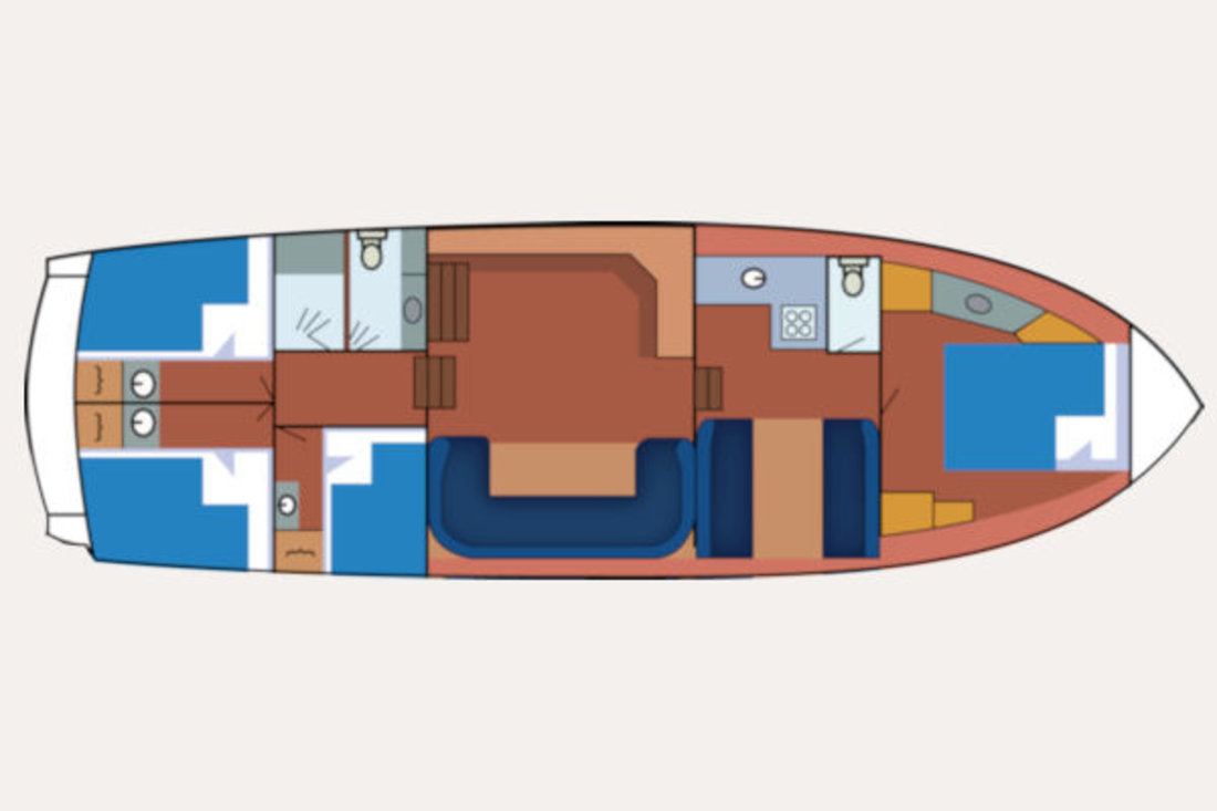 Einteilung von Hausboot Linda von Yachts4U Yachtcharter in Holland