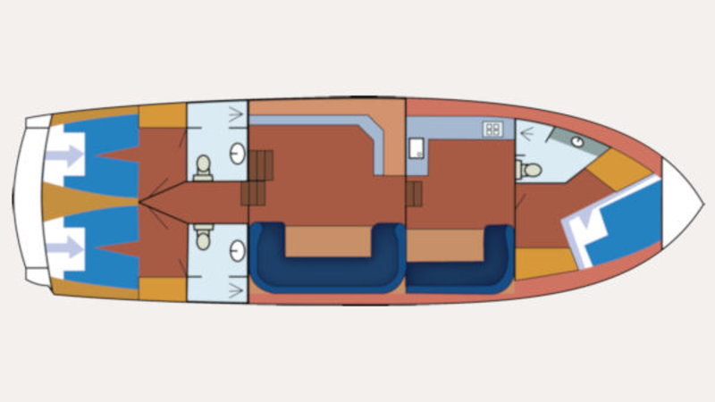 Einteilung von Hausboot Reina von Yachts4U Yachtcharter in Holland